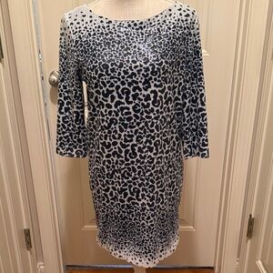 Zara Black and White Animal Print Long Sleeve Dress
